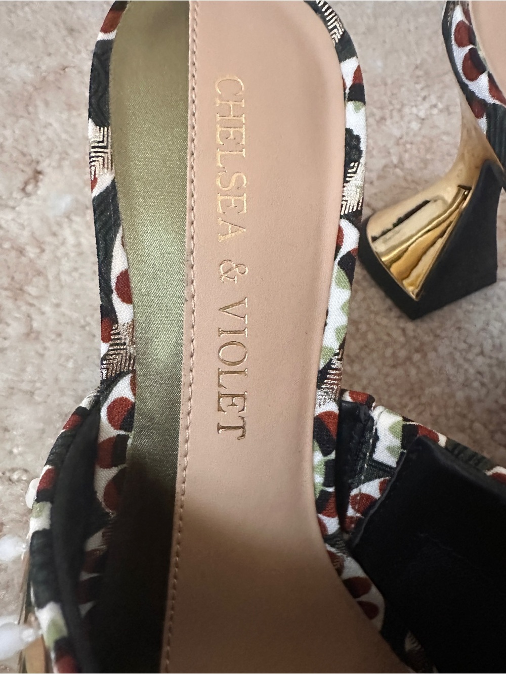 Chelsea & Violet Gold Sequin and White Bead Slide Mules NEW 6 - Picture 3 of 9